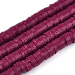 Handmade Polymer Clay Beads Strands, for DIY Jewelry Crafts Supplies, Heishi Beads, Disc/Flat Round, Medium Violet Red, 6x0.5~1mm, Hole: 1.8mm, about 290~320pcs/strand, 15.75 inch~16.14 inch(40~41cm).(CLAY-R089-6mm-173)