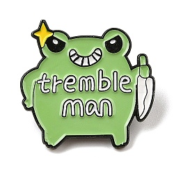 Cute Tremble Man Frog with Knife Alloy Enamel Pin Brooch for Backpack Clothes, Light Green, 27.5x28mm(JEWB-R004-05EB-02)