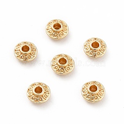 Rack Plating Alloy Beads, Long-Lasting Plated, Cadmium Free & Lead Free, Disc, Real 14K Gold Plated, 6x3mm, Hole: 2mm(PALLOY-D004-08LG)