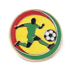 Football Theme Alloy Enamel Pins, Golden Lapel Pin Backs for Backpack Clothes, Flat Round with Football Player, Green, 25mm(AL-CBA6DDE-02A)