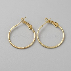 Brass Hoop Earring Findings, Ring, Real 18K Gold Plated, 21 Gauge, 24.5~25x1.2mm, Pin: 0.7mm(FIND-WH0110-742A-G)