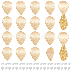 16Pcs Brass Drawbench Stud Earring Findings, with Vertical Loops, Teardrop, 40Pcs Plastic Ear Nuts, Real 18K Gold Plated, 28x21x1mm, Hole: 2mm, Pin: 0.8mm(KK-BC0011-40)