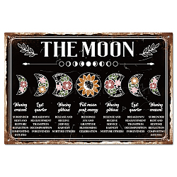 Vintage Metal Tin Sign, Iron Wall Decor for Bars, Restaurants, Cafe Pubs, Rectangle, Moon, 300x200x0.5mm(AJEW-WH0189-340)