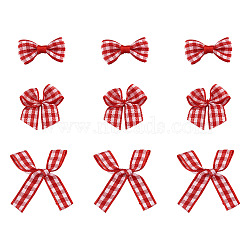 Handmade Woven Costume Accessories, Tartan Pattern Polyester Ribbon Bowknot, Red, 300pcs/set(AJEW-TA0017-14)