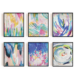 Chemical Fiber Oil Canvas Hanging Painting, Home Wall Decoration, Rectangle, Mixed Shapes, 250x200mm, 6 style, 1pc/style, 6pcs/set(AJEW-WH0173-161)