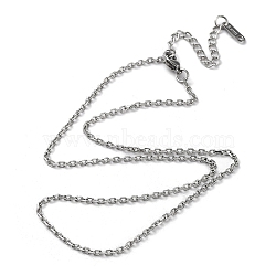 304 Stainless Steel Cable Chain Necklace, Stainless Steel Color, 15.98 inch(40.6cm)(NJEW-D045-12P)