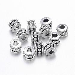 Tibetan Style Alloy Beads, Lead Free & Cadmium Free, Column, Antique Silver, about 6mm in diameter, 4.5mm thick, hole: 2.5mm(X-LF0031Y)