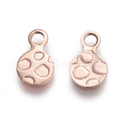 Ion Plating(IP) 304 Stainless Steel Charms, Flat Round, Bumpy, Rose Gold, 9.5x6x0.7mm, Hole: 1.8mm(STAS-L216-04A-RG)
