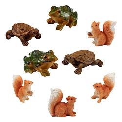 6Pcs Resin Animal Garden Statue, Miniature Garden Decorations, Includes Frogs, Turtles and Squirrels, Suitable for DIY Dollhouse Accessories, Photography Prop, Mixed Color, 50~70x28~56mm(JX165A)