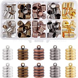 Brass Cord Ends, Column, Mixed Color, 13x10mm, Hole: 1mm, Inner Diameter: 8mm, 5 colors, 20pcs/color, 100pcs/box(KK-FH0001-44)