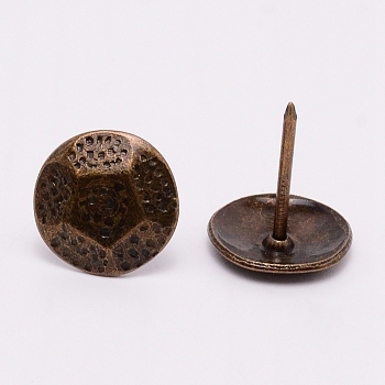 Iron Nails, Sofa Foam Nails, for Furniture Decoration, Round, Antique Bronze, 22.9x19.8mm, Pin: 1.9mm