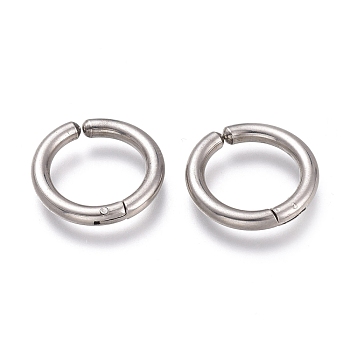 201 Stainless Steel Clip-on Earrings, Hypoallergenic Earrings, Ring, Stainless Steel Color, 17x2.5mm