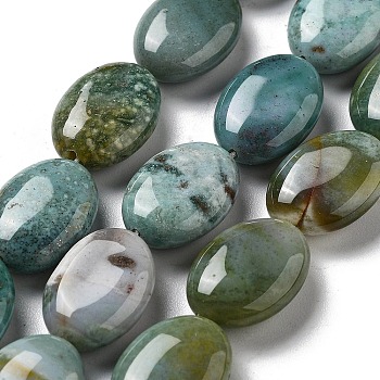 Natural Indian Agate Beads Strands, Flat Oval, 18~18.5x13~13.5x6~6.5mm, Hole: 1.2mm, about 11pcs/strand, 7.76 inch(19.7cm)