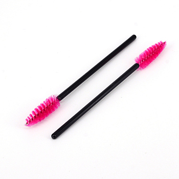 Disposable Eyelash Mascara Brushes, Makeup Brush Wands Applicator, Fuchsia, 100x3~8mm