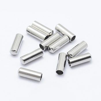 304 Stainless Steel Cord Ends, End Caps, Column, Stainless Steel Color, 7x2.5mm, Inner Diameter: 2mm