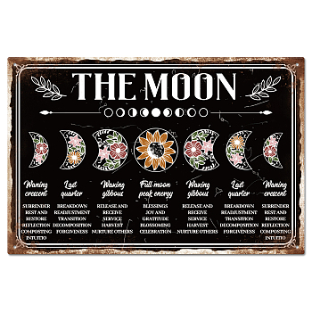 Vintage Metal Tin Sign, Iron Wall Decor for Bars, Restaurants, Cafe Pubs, Rectangle, Moon, 300x200x0.5mm