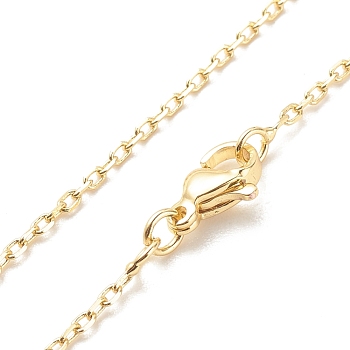 Brass Cable Chains Necklace for Women, Cadmium Free & Lead Free, Real 18K Gold Plated, 17.72 inch(45cm)