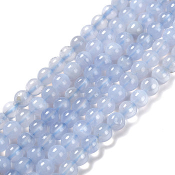 Grade AA Natural Blue Lace Agate Beads Strands, Round, 6mm, Hole: 1mm, about 65pcs/strand, 15.3 inch