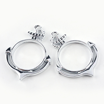 Rack Plating Alloy Anchor Open Back Bezel Pendants, For DIY UV Resin, Epoxy Resin, Pressed Flower Jewelry, Hollow, Cadmium Free & Nickel Free & Lead Free, Silver Color Plated, 44x32.8x3.5mm, Hole: 3mm