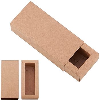 Kraft Paper Folding Box, Drawer Box, Rectangle, BurlyWood, 15x20cm, Finished Product: 18x7x6cm