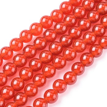Natural Carnelian Beads Strands, Grade A, Dyed, Round, Red, 6mm, Hole: 1mm