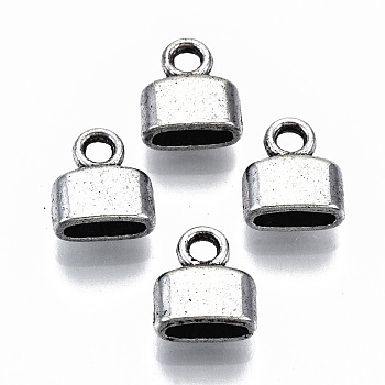 Tibetan Style Alloy Metal Cord Ends, End Caps, Cadmium Free & Lead Free, Antique Silver, 9x8x4mm, Hole: 1.8mm, Inner Diameter: 6x2mm, about 1800pcs/1000g