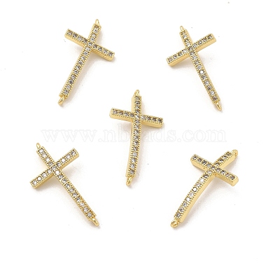 Real 18K Gold Plated Clear Cross Brass+Cubic Zirconia Links