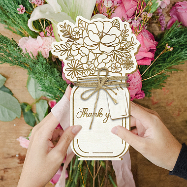 Wood Flower Bouquet Greeting Card(AJEW-WH0441-006)-6