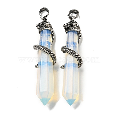 Antique Silver Bullet Opalite Big Pendants