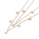 Double Chains Multi Layered Necklaces with Clear Cubic Zirconia and Fan Charms(NJEW-D296-02G)-1