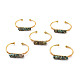 Bracelet manchette ouvert perlé triple colonne turquoise africaine naturelle (jaspe)(BJEW-E377-01G-13)-1