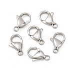 Tarnish Resistant 316 Surgical Stainless Steel Lobster Claw Clasps, Stainless Steel Color, 12x8mm, Hole: 1mm(STAS-316-FL12A)