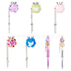 5Pcs 5 Colors Handmade Luminous Polymer Clay Rhinestone Beads, Resin Fishtail & Acrylic Rose & Alloy Chain, Glow in the Dark, Crown, Mixed Color, 58~66mm, 1pc/color(CLAY-TA0001-59)