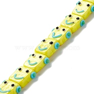 Handmade Lampwork Beads Strands, Robot Head, Yellow, 13.5~14x10~17x7~8mm, Hole: 1mm, about 20pcs/strand, 11.30 inch(28.7cm)(LAMP-D015-07F)