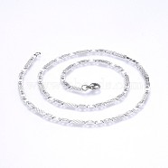 304 Stainless Steel Mariner Link Chains Necklaces, Stainless Steel Color, 19.68 inch(50cm), 3.5mm(NJEW-P223-08P)