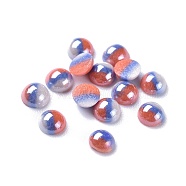Opaque Glass Cabochons, Stripe Pattern, Half Round, Colorful, 4~4.5x2mm(X-GGLA-S038-10A-4mm)