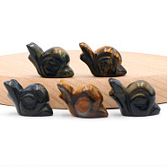 Natural Tiger Eye Carved Healing Snail Figurines, Reiki Energy Stone Display Decorations, 18x26mm(PW-WG73310-03)