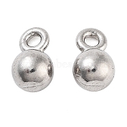 Non-Tarnish 304 Stainless Steel Charms, Round Charms, Stainless Steel Color, 6x4mm, Hole: 1.2mm(STAS-L082-013P)