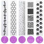CRASPIRE 5Pcs 5 Styles Plastic Embossing Folders, Concave-Convex Embossing Stencils, for Handcraft Photo Album Decoration, Mixed Shapes, 30x150x2.5mm, 1pc/style(DIY-CP0009-03)