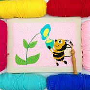 Bee Punch Embroidery Supplies Kit, including Instruction, Embroidery Fabric with Solid Wood Frame, Plastic Needle and 10 Colors Threads, Mixed Color, 16~262x1.3~352x2.5~19mm(DIY-H155-12)