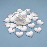 Brass Charms, Heart, 925 Sterling Silver Plated, 19.5x19x1.5mm, Hole: 1.4mm(KK-Y003-30S)
