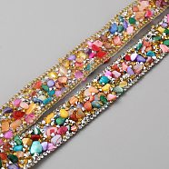 Hotfix Rhinestone Tape, with Stone Chip, for Costume Accessories, Belt Decoration, Colorful, 20x4~5mm, about 50cm/pc(DIY-WH0502-07C)