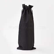 Imitation Burlap Pouches, Bottle Bag, Drawstring Bags, Black, 34~35x14~15cm(ABAG-WH0012-A12)