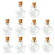 10Pcs 2 Styles Glass Bottle for Bead Containers, with Cork Stopper, Wishing Bottle, Clear, 25x20~22x11~12mm, Hole: 6mm, Capacity: 1ml(0.03fl. oz), 5pcs/style(AJEW-FS0001-11)