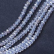 Electroplate Glass Beads Strands, AB Color Plated, Faceted, Rondelle, Clear AB, 6x5mm, Hole: 1mm, about 83~85pcs/strand, 38~39cm(EGLA-A034-T6mm-B02)