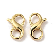 Brass Lobster Claw Clasps, Double Clasps, Cadmium Free & Nickel Free & Lead Free, Real 18K Gold Plated, 13x8.5x3mm, Hole: 4mm(KK-J301-24G)