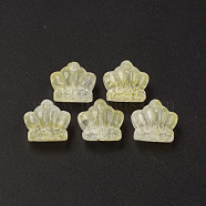 Two Tone Transparent Spray Painted Glass Beads, Crown, Light Goldenrod Yellow, 12x14x8.5mm, Hole: 1mm(GLAA-Q092-02-C04)