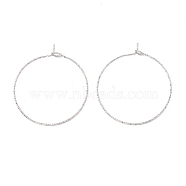 316 Surgical Stainless Steel Hoop Earrings Findings, Wine Glass Charms Rings, Stainless Steel Color, 34x30mm, Pin: 0.6mm(STAS-D183-02P-03)