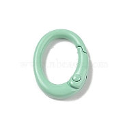 Spray Painted Alloy Spring Gate Rings, Oval, Medium Spring Green, 19.5x15x4.5mm(AJEW-C035-01F)