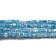 Baking Painted Glass Beads Strands, Imitation Jaed, AB Color, Faceted, Cube, Deep Sky Blue, 2.5x2.5x2.5mm, Hole: 0.8mm, about 191~193pcs/strand, 18.11~18.50 inch(46~47cm)(DGLA-F002-05F)